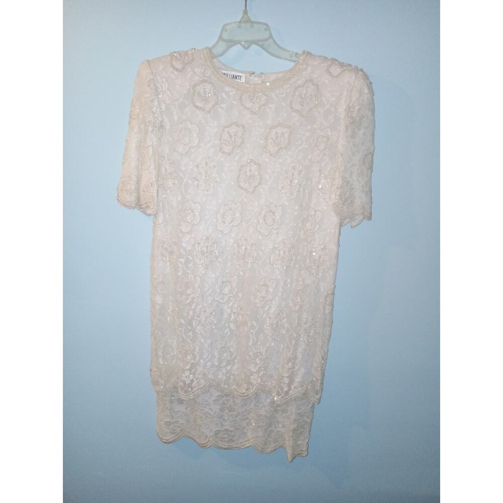 Short sleeve layered dress beaded.